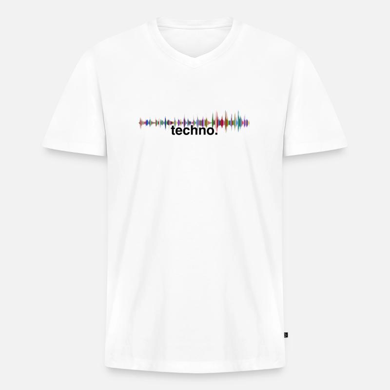 techno - Männer Premium Bio T-Shirt mit V-Ausschnitt - Weiß