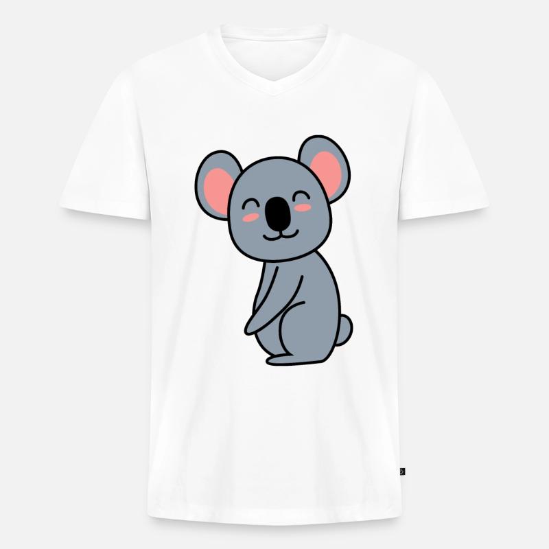 Koala Comic Tier - Männer Premium Bio T-Shirt mit V-Ausschnitt - Weiß