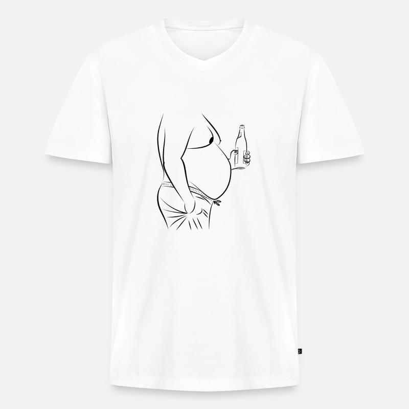 Bierbauch (Geschenkidee) - Männer Premium Bio T-Shirt mit V-Ausschnitt - Weiß