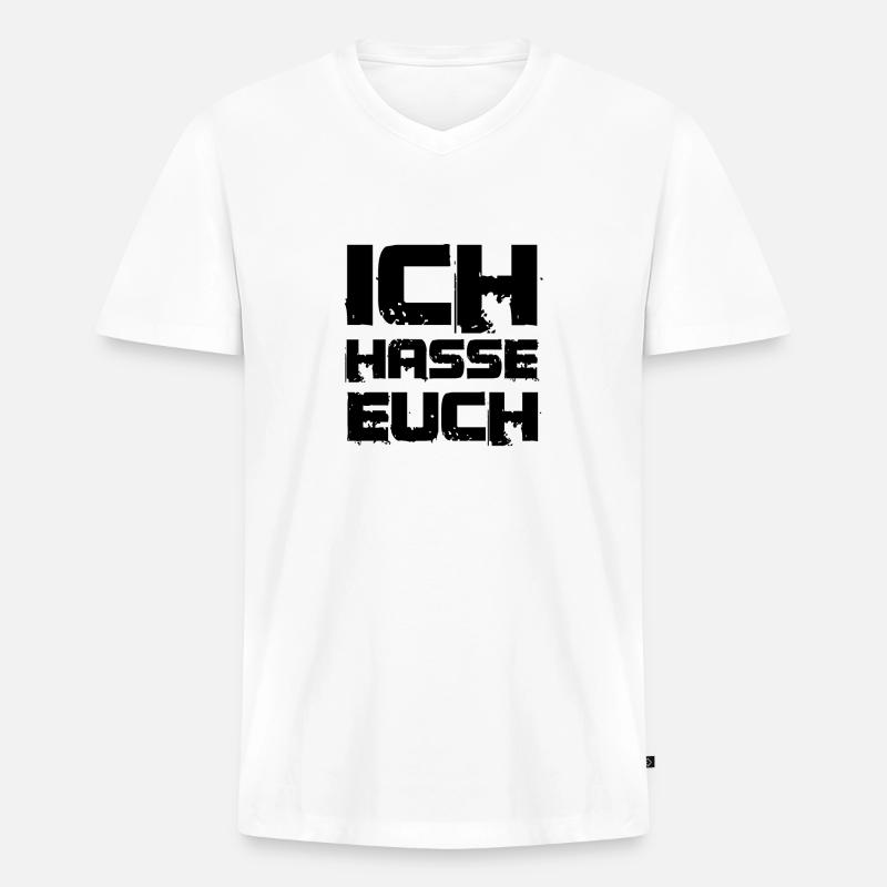 ich hasse euch - Männer Premium Bio T-Shirt mit V-Ausschnitt - Weiß
