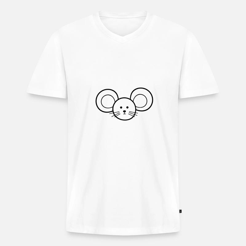 Maus Mäuschen - Männer Premium Bio T-Shirt mit V-Ausschnitt - Weiß