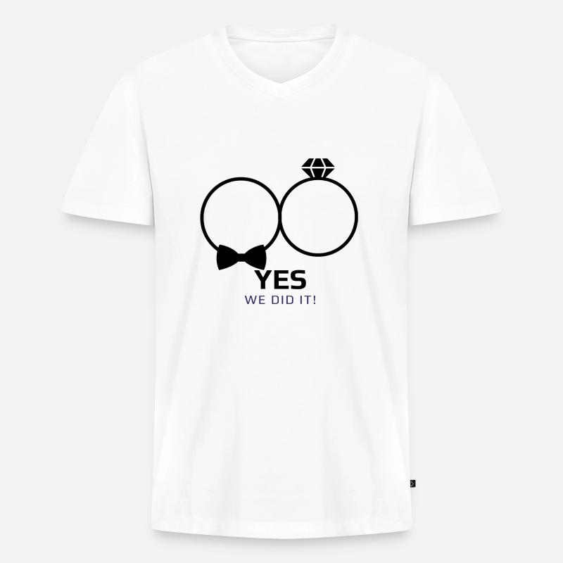 Hochzeit we did it - Männer Premium Bio T-Shirt mit V-Ausschnitt - Weiß