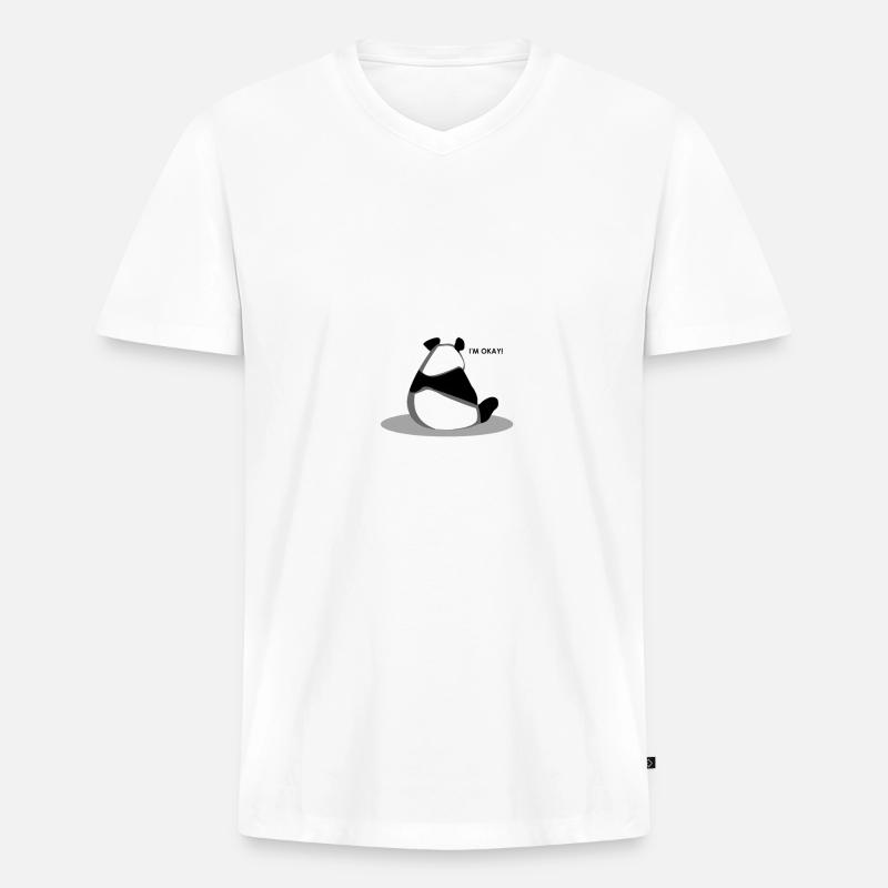 Panda Pandabär Pandabärchen Geschenkidee - Männer Premium Bio T-Shirt mit V-Ausschnitt - Weiß