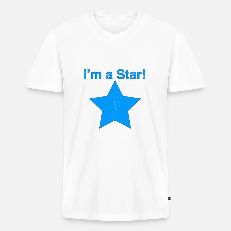 I'm a Star Blau - Männer Premium Bio T-Shirt mit V-Ausschnitt - Weiß