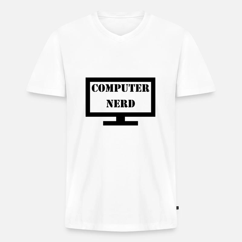 Computer Nerd - Männer Premium Bio T-Shirt mit V-Ausschnitt - Weiß