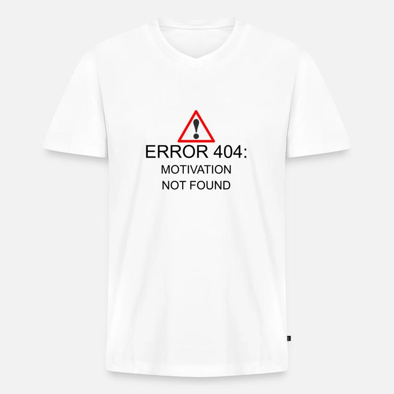 404 Error Motivation - Männer Premium Bio T-Shirt mit V-Ausschnitt - Weiß