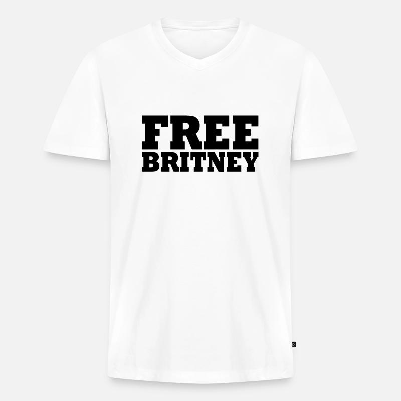Free britney - Männer Premium Bio T-Shirt mit V-Ausschnitt - Weiß