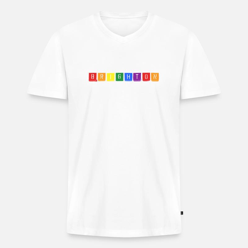 Rainbow Brighton! - Männer Premium Bio T-Shirt mit V-Ausschnitt - Weiß