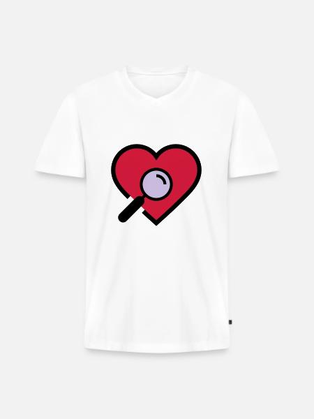 Herzuntersuchung Lupe - Männer Premium Bio T-Shirt mit V-Ausschnitt - Weiß