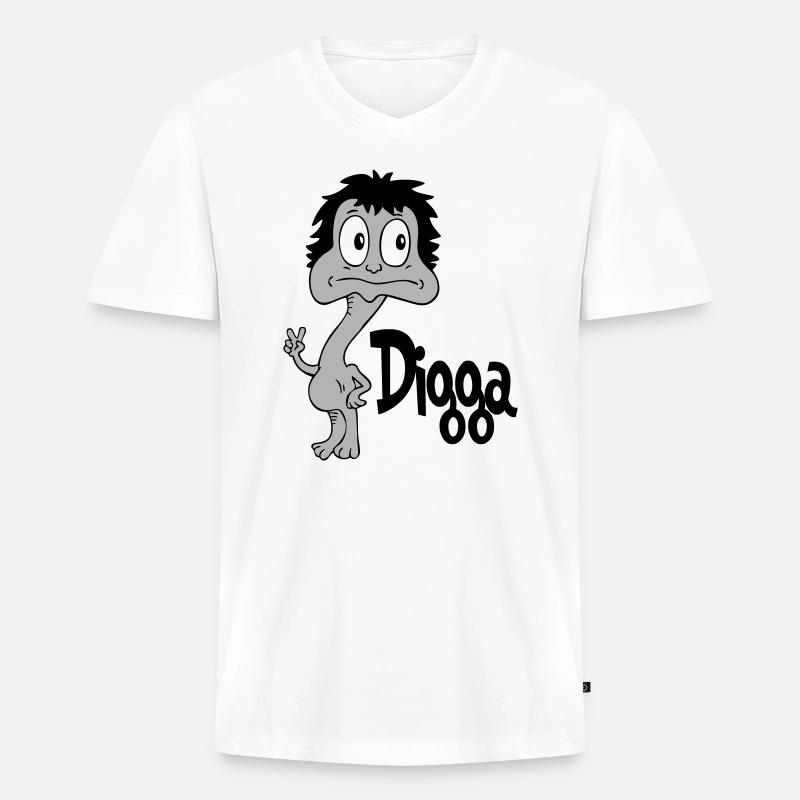 Sprüche Lustige Comic Digga - Männer Premium Bio T-Shirt mit V-Ausschnitt - Weiß