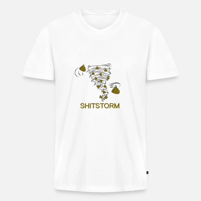 Shitstorm Comic literally - Männer Premium Bio T-Shirt mit V-Ausschnitt - Weiß