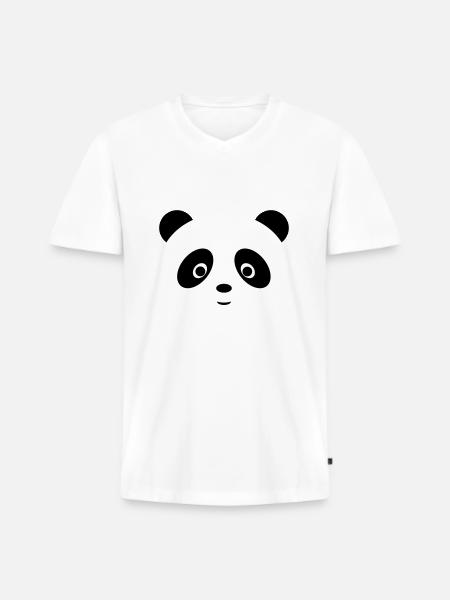 Panda doux - T-shirt encolure en V Premium bio Homme - blanc