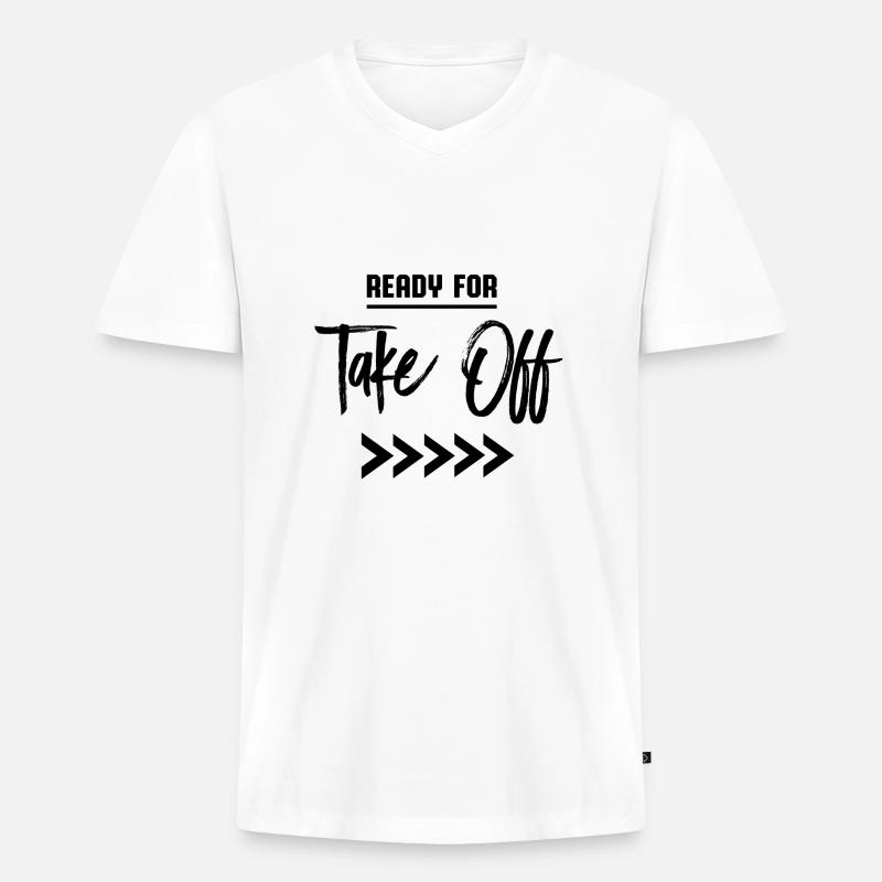 Ready for take off - Männer Premium Bio T-Shirt mit V-Ausschnitt - Weiß