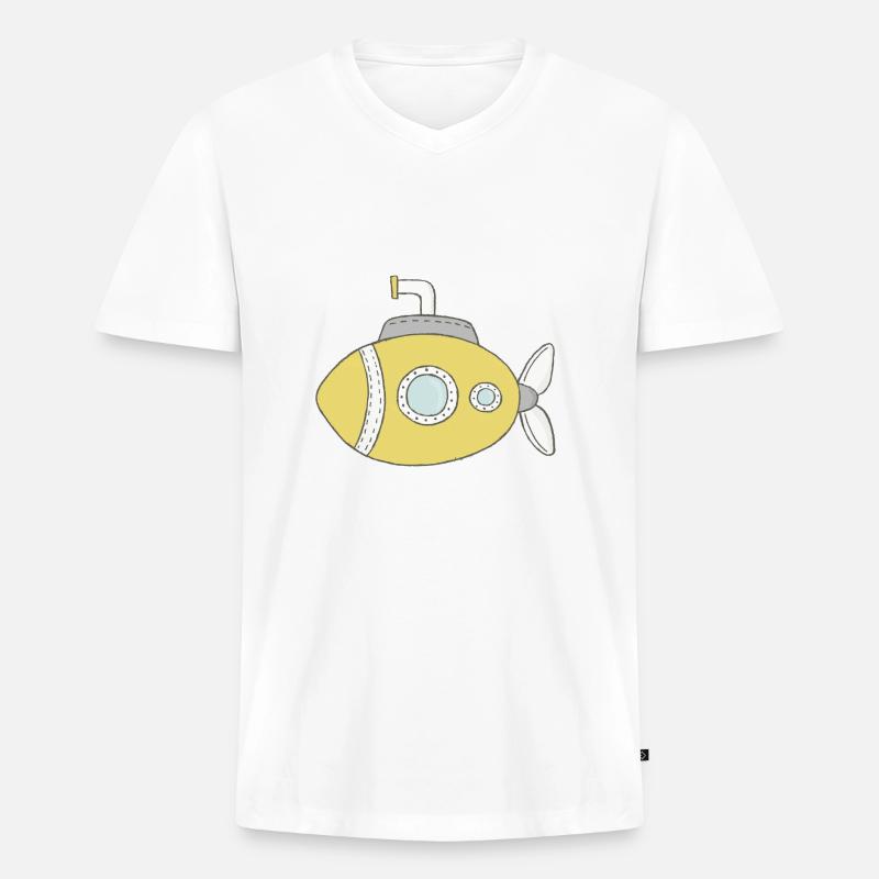 U-Boot - Männer Premium Bio T-Shirt mit V-Ausschnitt - Weiß