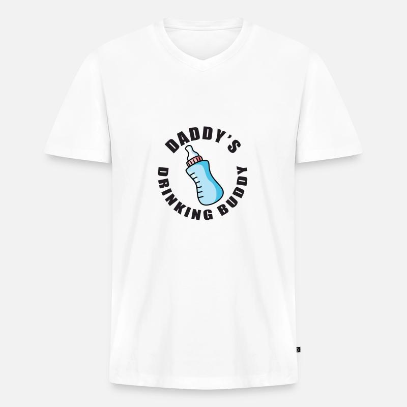 Daddy´s drinking buddy - Männer Premium Bio T-Shirt mit V-Ausschnitt - Weiß