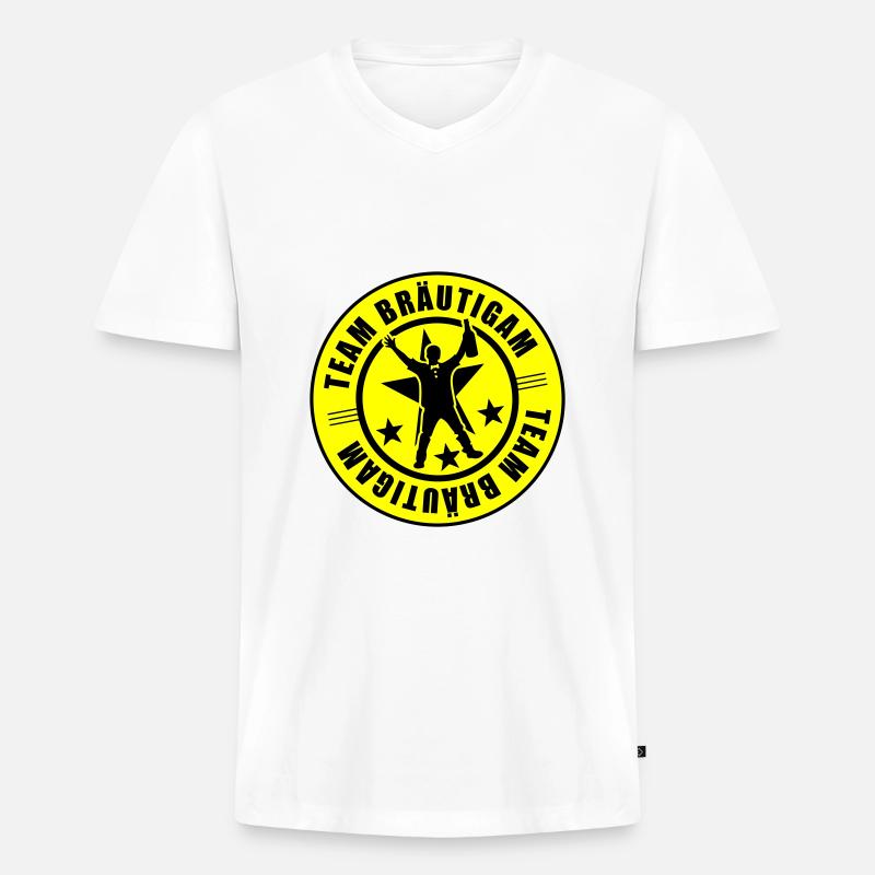 Team Bräutigam Hochzeit - Männer Premium Bio T-Shirt mit V-Ausschnitt - Weiß