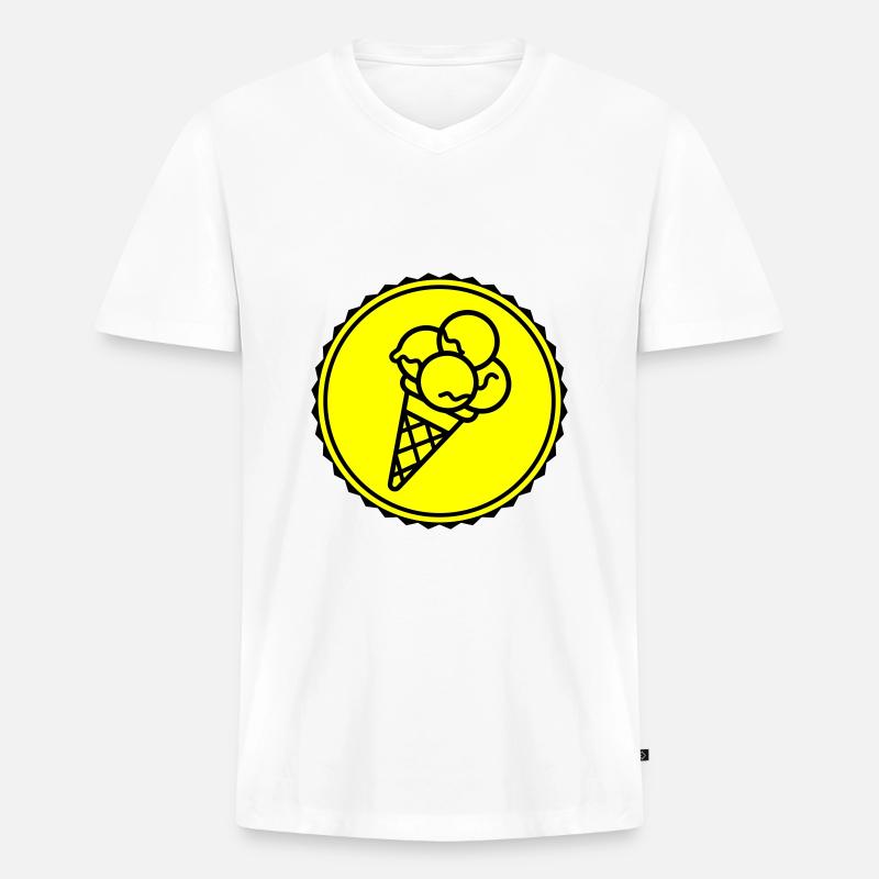 Eicreme Eis Icon - Männer Premium Bio T-Shirt mit V-Ausschnitt - Weiß