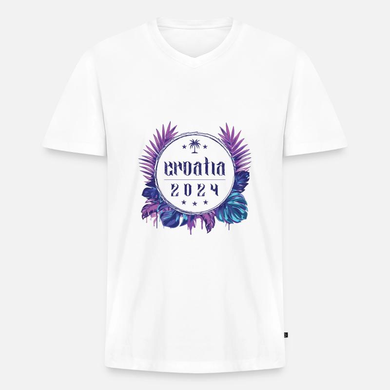 Croatia 2024 - Männer Premium Bio T-Shirt mit V-Ausschnitt - Weiß