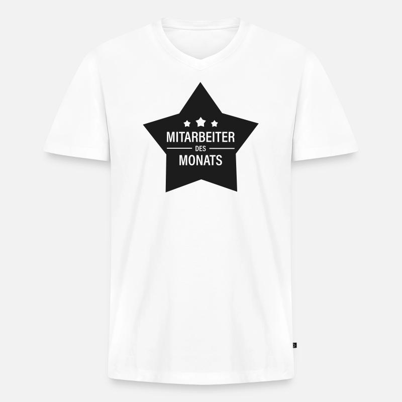 Mitarbeiter des Monats - Männer Premium Bio T-Shirt mit V-Ausschnitt - Weiß