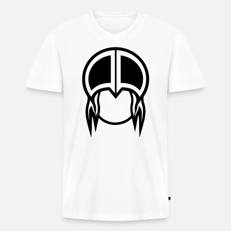 Wikingerhelm Krieger - Männer Premium Bio T-Shirt mit V-Ausschnitt - Weiß