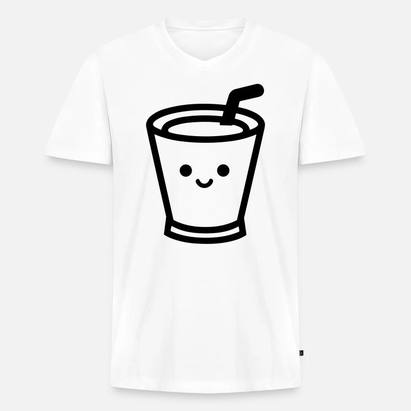 Kaffeebecher - Männer Premium Bio T-Shirt mit V-Ausschnitt - Weiß