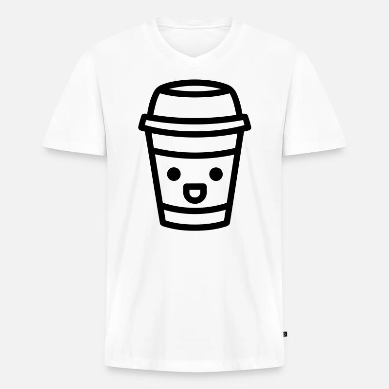 Kaffeebecher - Männer Premium Bio T-Shirt mit V-Ausschnitt - Weiß