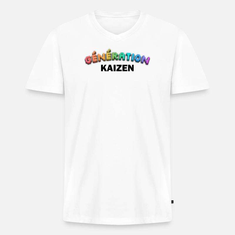 GENERATION KAIZEN XL - Männer Premium Bio T-Shirt mit V-Ausschnitt - Weiß