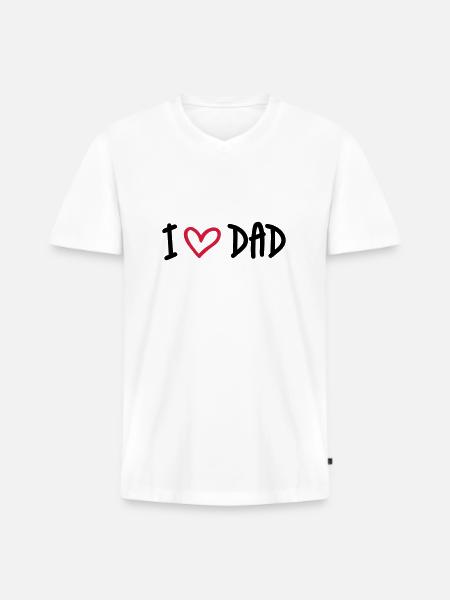 I Love Dad - Männer Premium Bio T-Shirt mit V-Ausschnitt - Weiß