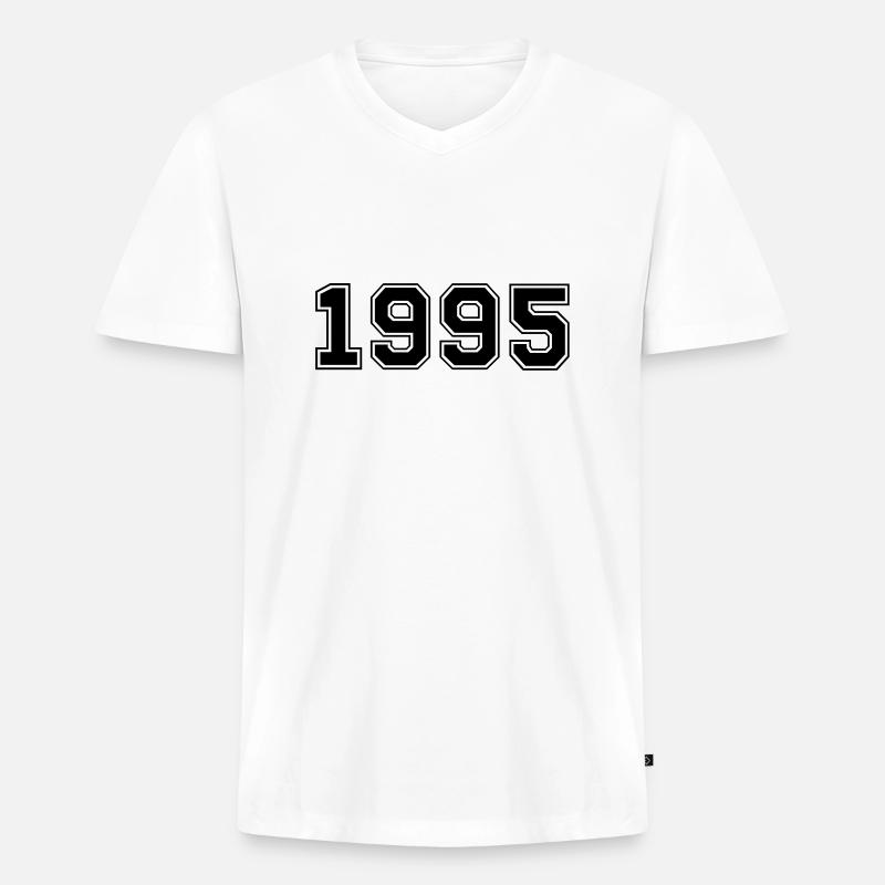 1995 - Männer Premium Bio T-Shirt mit V-Ausschnitt - Weiß