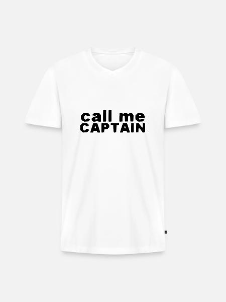 call me captain - Men's Premium Organic T-shirt with V-neck - white