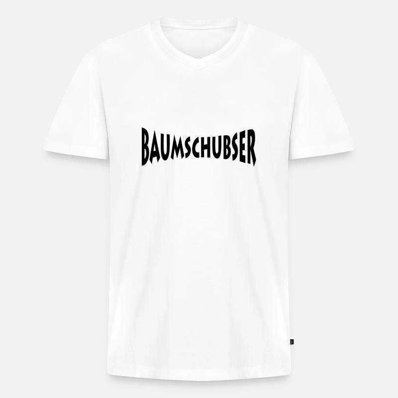 Baumschubser - Männer Premium Bio T-Shirt mit V-Ausschnitt - Weiß