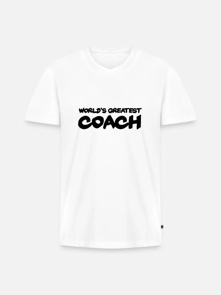 World's greatest Coach - Männer Premium Bio T-Shirt mit V-Ausschnitt - Weiß
