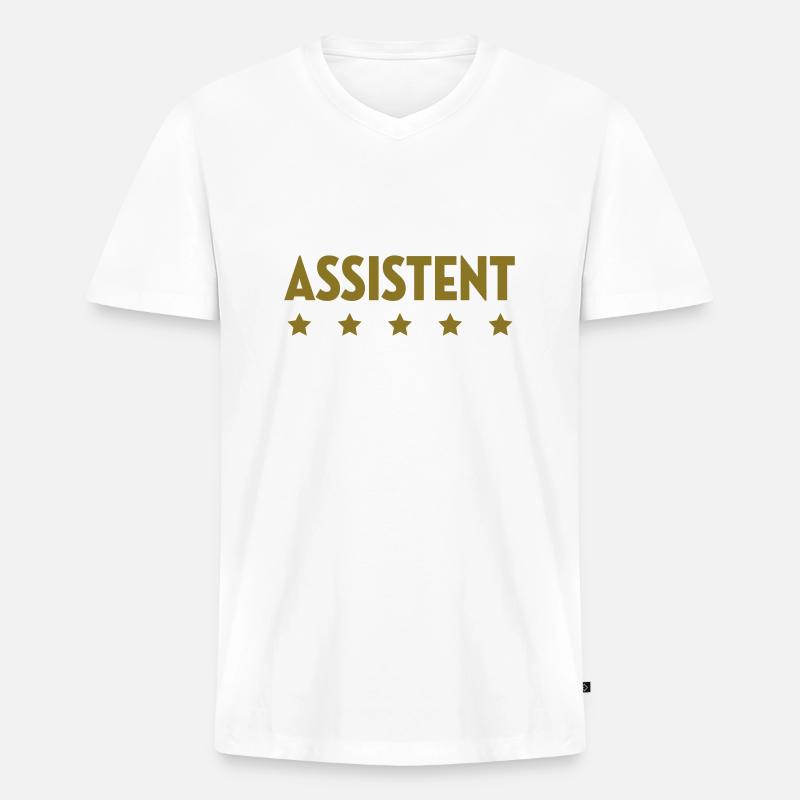 Assistent - Assistentin - Mitarbeiter - Chef - Männer Premium Bio T-Shirt mit V-Ausschnitt - Weiß