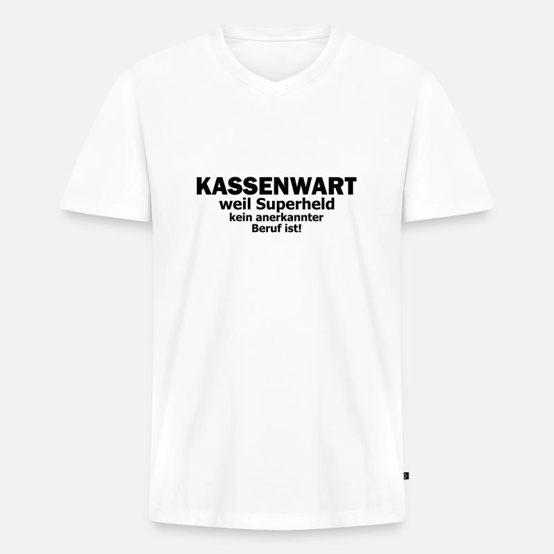 kassenwart - Männer Premium Bio T-Shirt mit V-Ausschnitt - Weiß