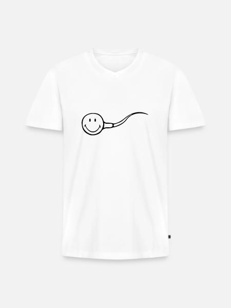 Smiley Sperm - Men's Premium Organic T-shirt with V-neck - white