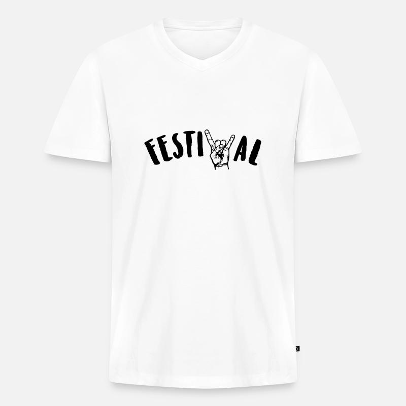 festival - Männer Premium Bio T-Shirt mit V-Ausschnitt - Weiß