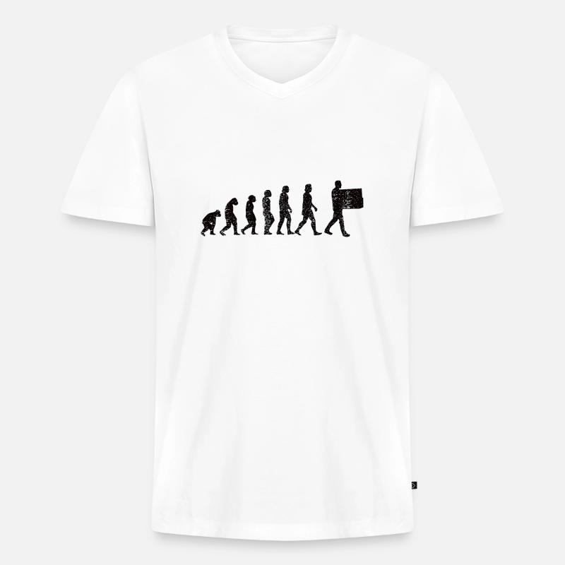Lagerlogistik Logistik Evolution Lagerarbeiter - Männer Premium Bio T-Shirt mit V-Ausschnitt - Weiß