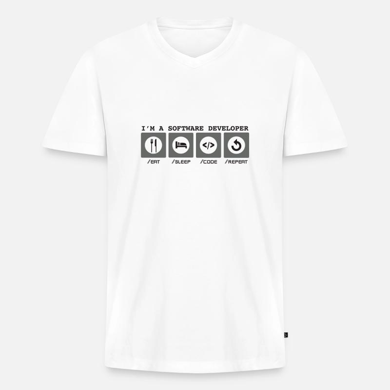 I'm a Software Developer - Softwareentwicklerin - Männer Premium Bio T-Shirt mit V-Ausschnitt - Weiß