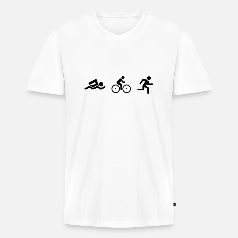 triathlon - Männer Premium Bio T-Shirt mit V-Ausschnitt - Weiß