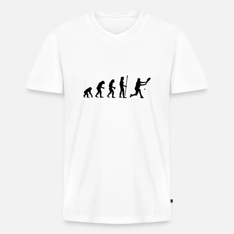 evolution_tennis1 - Männer Premium Bio T-Shirt mit V-Ausschnitt - Weiß