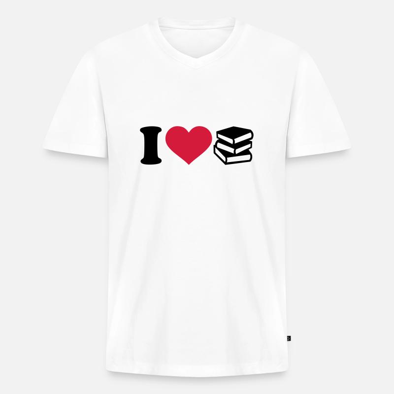 Bücher - Männer Premium Bio T-Shirt mit V-Ausschnitt - Weiß
