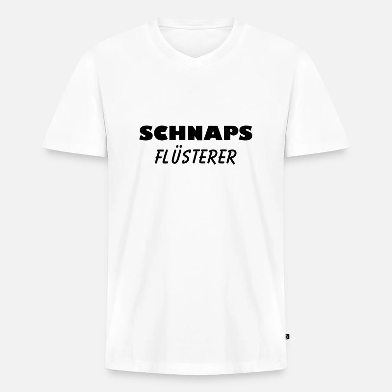 Schnaps Flüsterer - Männer Premium Bio T-Shirt mit V-Ausschnitt - Weiß