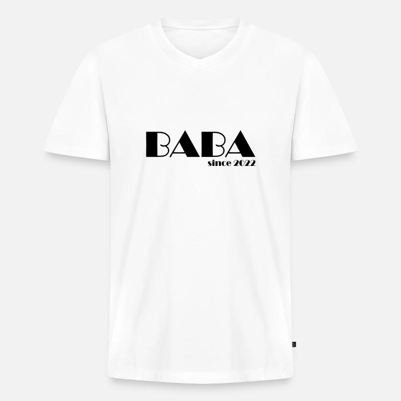 BABA since 2022 s - Männer Premium Bio T-Shirt mit V-Ausschnitt - Weiß