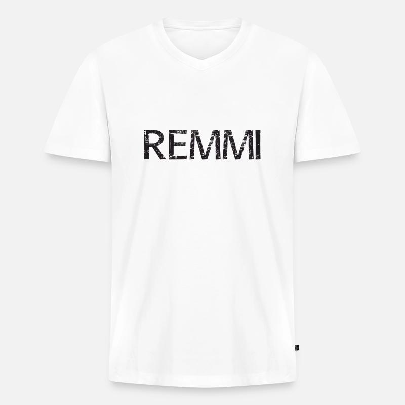 REMMI | Remmi-Demmi | Partnerlook - Männer Premium Bio T-Shirt mit V-Ausschnitt - Weiß