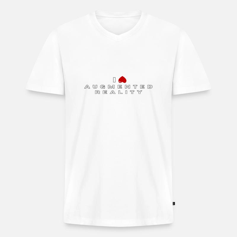 Ich hasse Augmented Reality - Männer Premium Bio T-Shirt mit V-Ausschnitt - Weiß
