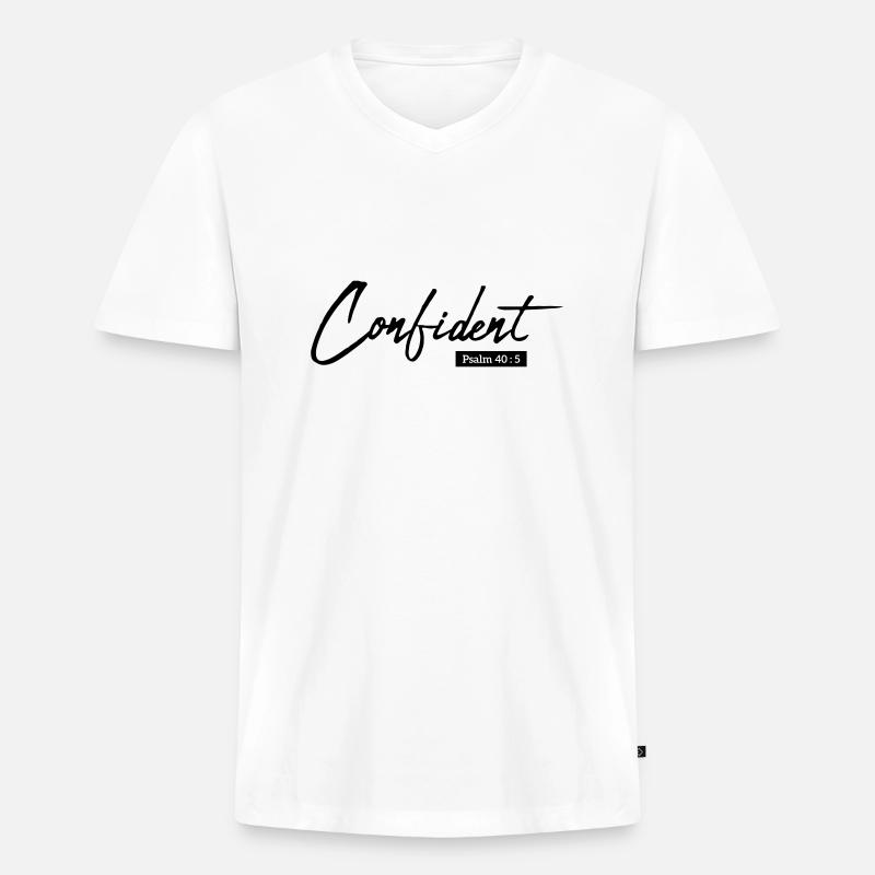 Confident - Männer Premium Bio T-Shirt mit V-Ausschnitt - Weiß