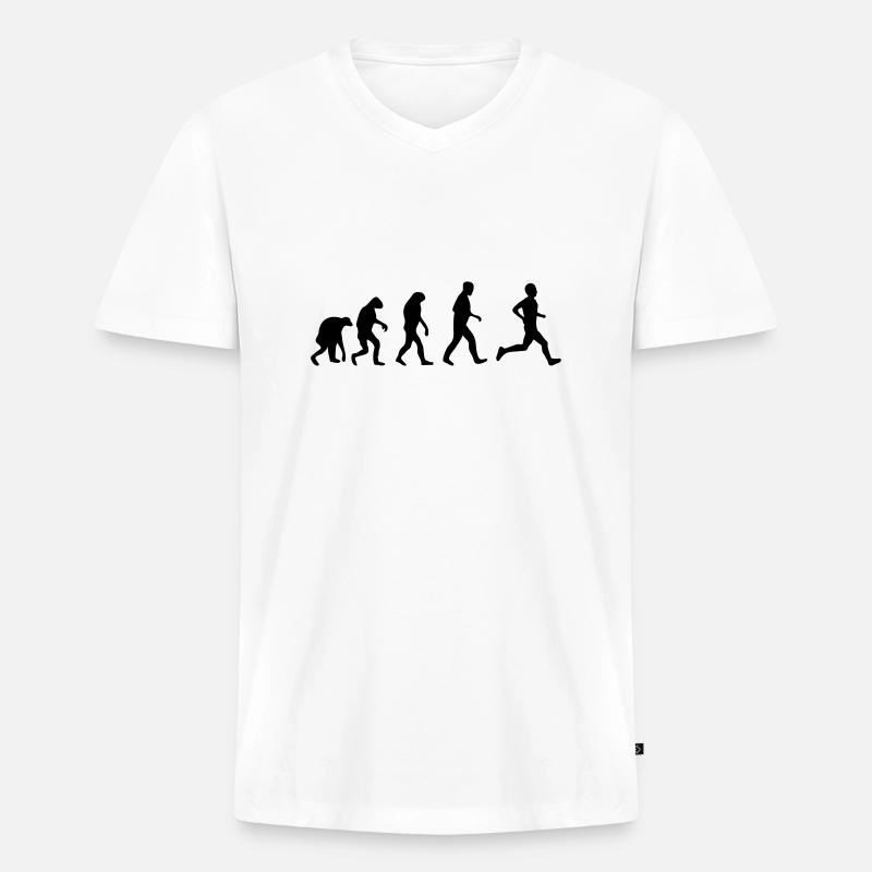jogging evolution - Männer Premium Bio T-Shirt mit V-Ausschnitt - Weiß