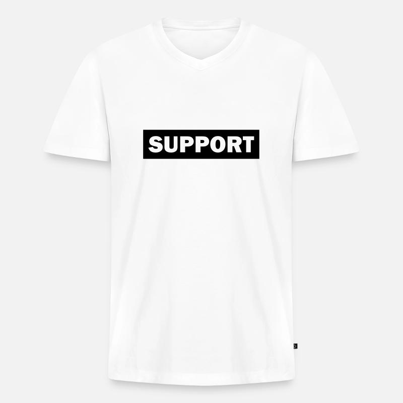 support - Männer Premium Bio T-Shirt mit V-Ausschnitt - Weiß