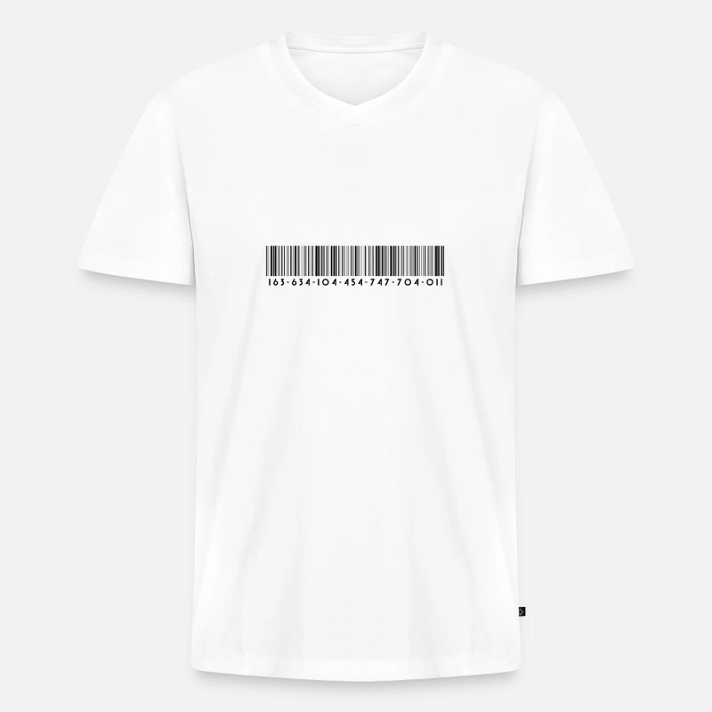 Barcode - Strichcode - Streifen - Codes - Männer Premium Bio T-Shirt mit V-Ausschnitt - Weiß