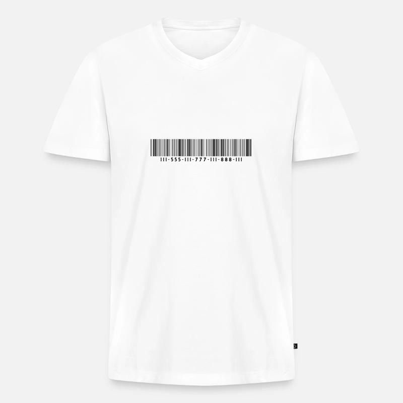 Barcode - Strichcode - Streifen - Codes - Männer Premium Bio T-Shirt mit V-Ausschnitt - Weiß